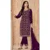 Faux Georgette Embroidered Designer Plus Size Salwar Suit In Wine Color - 145569457
