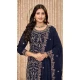 Faux Georgette Embroidered Designer Salwar Suit In Blue - 145569458