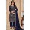 Faux Georgette Embroidered Designer Plus Size Salwar Suit In Blue - 145569458