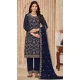 Faux Georgette Embroidered Designer Salwar Suit In Blue - 145569458