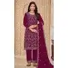 Faux Georgette Embroidered Designer Plus Size Salwar Suit In Burgundy - 145569459