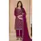 Faux Georgette Embroidered Designer Salwar Suit In Burgundy - 145569459