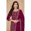 Faux Georgette Embroidered Designer Plus Size Salwar Suit In Burgundy - 145569459