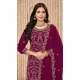 Faux Georgette Embroidered Designer Salwar Suit In Burgundy - 145569459