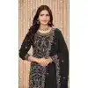 Faux Georgette Embroidered Designer Plus Size Salwar Suit In Black - 145569460