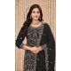 Faux Georgette Embroidered Designer Salwar Suit In Black - 145569460