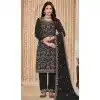 Faux Georgette Embroidered Designer Plus Size Salwar Suit In Black - 145569460