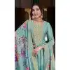 Vichitra Silk Embroidery Work Anarkali Style Plus Size Salwar Suit In Sky Blue - 145579461