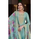 Vichitra Silk Embroidery Work Anarkali Style Salwar Suit In Sky Blue - 145579461