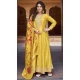 Vichitra Silk Embroidery Work Anarkali Style Salwar Suit In Yellow - 145579462