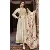 Vichitra Silk Embroidery Work Anarkali Style Plus Size Salwar Suit In Cream - 145579463