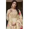 Vichitra Silk Embroidery Work Anarkali Style Plus Size Salwar Suit In Cream - 145579463