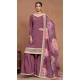 Burgundy Roman Silk Embroidered Party Wear Palazzo Suit - 145599469