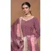 Burgundy Roman Silk Embroidered Party Wear Plus Size Palazzo Suit - 145599469