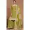 Green Roman Silk Embroidered Party Wear Palazzo Suit - 145599471