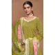 Green Roman Silk Embroidered Party Wear Palazzo Suit - 145599471