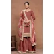 Brown Roman Silk Embroidered Party Wear Palazzo Suit - 145599472
