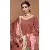 Brown Roman Silk Embroidered Party Wear Plus Size Palazzo Suit - 145599472