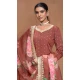 Brown Roman Silk Embroidered Party Wear Palazzo Suit - 145599472
