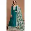 Rama Blue Art Silk Embroidered Anarkali Style Designer Plus Size Salwar Suit - 145979705