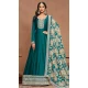 Rama Blue Art Silk Embroidered Anarkali Style Designer Salwar Suit - 145979705