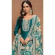 Rama Blue Art Silk Embroidered Anarkali Style Designer Salwar Suit - 145979705
