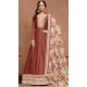 Brown Art Silk Embroidered Anarkali Style Designer Salwar Suit - 145979706