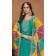 Chinon Embroidered Party Wear Designer Salwar Suit In Sea Green - 146279886