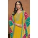 Chinon Embroidered Party Wear Designer Salwar Suit In Yellow - 146279888
