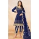 Art Silk Sequins Embroidered Party Wear Dhoti Style Salwar Suit In Blue - 146511033