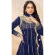 Art Silk Sequins Embroidered Party Wear Dhoti Style Salwar Suit In Blue - 146511033