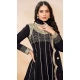 Art Silk Sequins Embroidered Party Wear Dhoti Style Salwar Suit In Black - 146511035