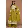 Green Faux Georgette Embroidered Designer Plus Size Sharara Suit - 146661111