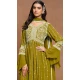 Green Faux Georgette Embroidered Designer Sharara Suit - 146661111