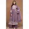 Purple Faux Georgette Embroidered Designer Plus Size Sharara Suit - 146661112