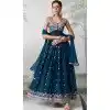 Georgette Sequence Embroidered Designer Plus Size Salwar Suit In Teal Blue - 146691131