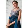 Georgette Sequence Embroidered Designer Plus Size Salwar Suit In Teal Blue - 146691131