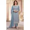 Blue Georgette Embroidered Prachi Desai Plus Size Salwar Suit - 146711136