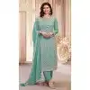 Teal Blue Georgette Embroidered Prachi Desai Plus Size Salwar Suit - 146711139