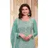 Teal Blue Georgette Embroidered Prachi Desai Plus Size Salwar Suit - 146711139