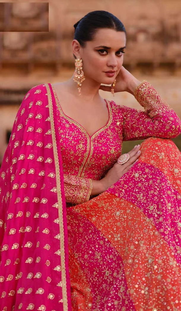 Pink Georgette Embroidery Work Anarkali Style Salwar Suit - 146801191