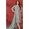 Organza Embroidered Pakistani Plus Size Salwar Kameez In Green - 146811195