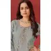 Organza Embroidered Pakistani Plus Size Salwar Kameez In Green - 146811195