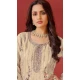 Organza Embroidered Pakistani Salwar Kameez In Cream - 146811196