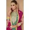 Green Chinon Embroidered Designer Plus Size Palazzo Salwar Kameez - 146821201