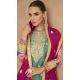 Green Chinon Embroidered Designer Palazzo Salwar Kameez - 146821201
