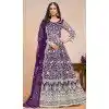 Purple Net Embroidered Anarkali Style Plus Size Salwar Suit - 146901233