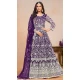 Purple Net Embroidered Anarkali Style Salwar Suit - 146901233