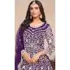 Purple Net Embroidered Anarkali Style Plus Size Salwar Suit - 146901233