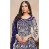 Blue Net Embroidered Anarkali Style Plus Size Salwar Suit - 146901234